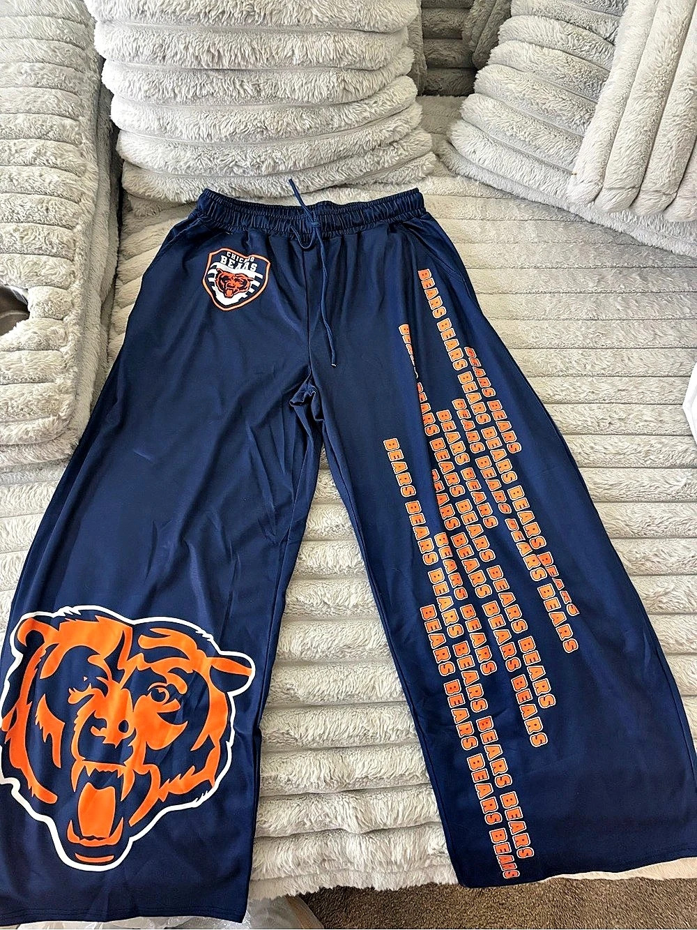 Starter Chicago Bears Athleisure Wide-Leg Trousers Blue & Orange